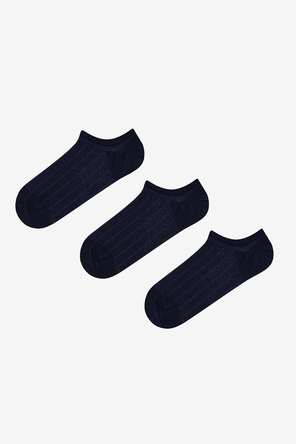 Herringbone Lacivert 3lü Sneaker Çorap