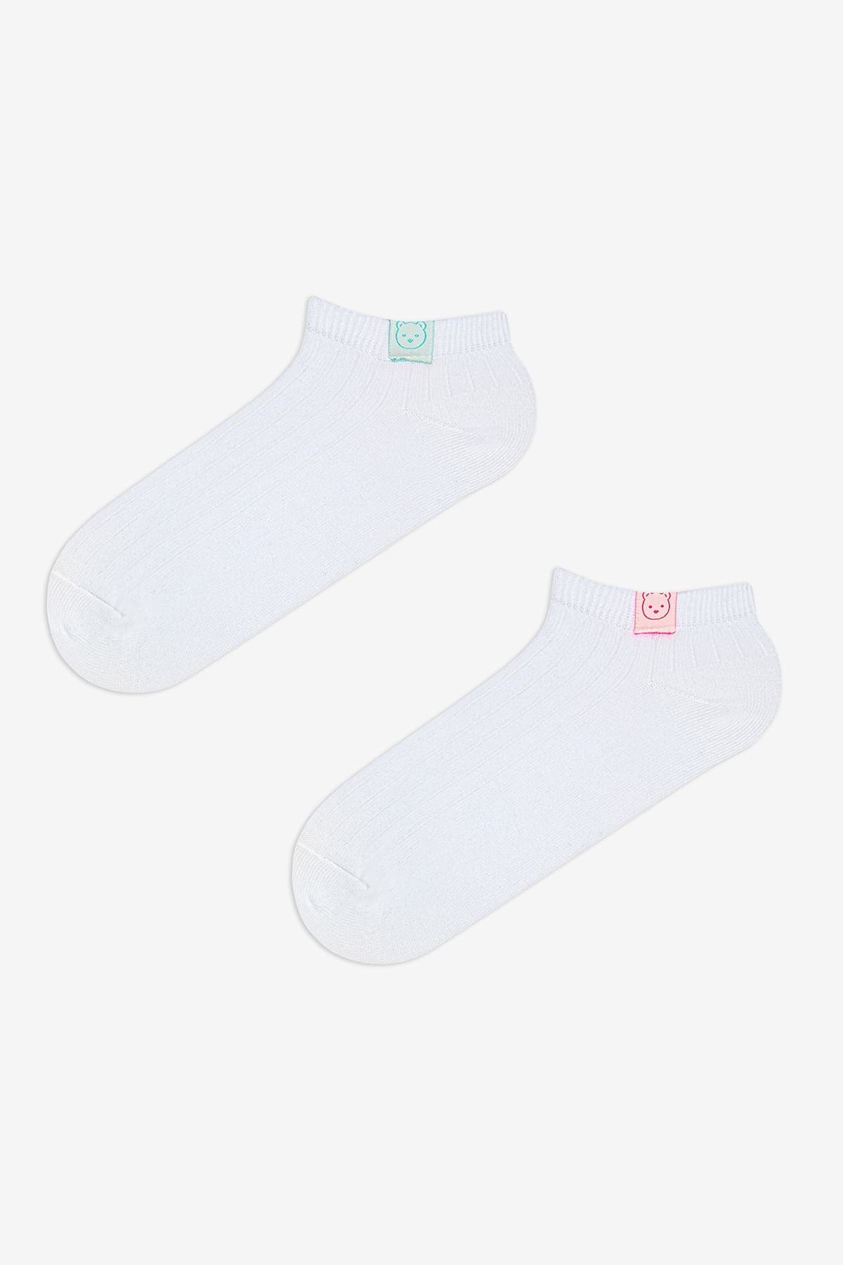 Neon Bear Patch 2li Patik Çorap