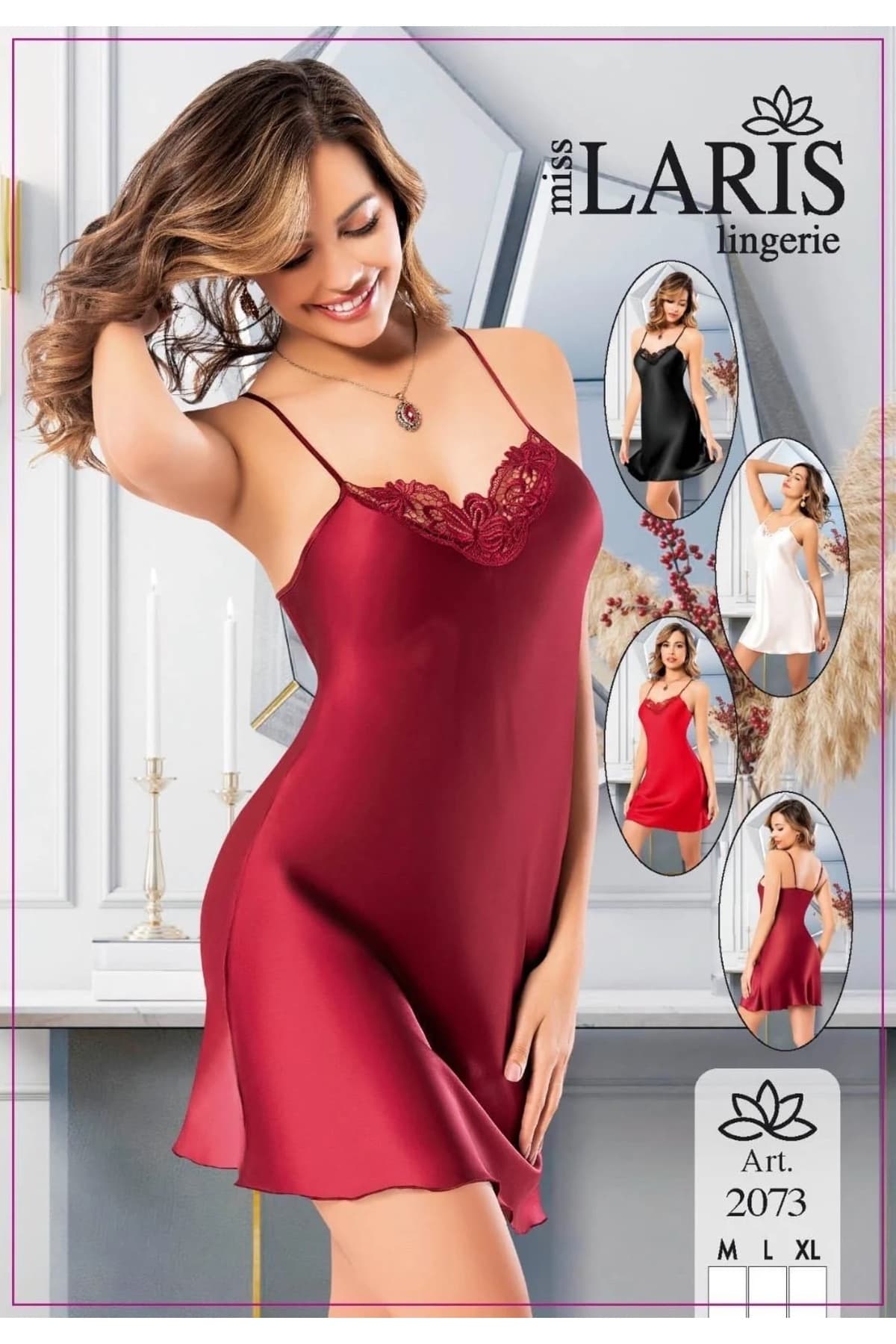 MİSS LARİS 2073 SATEN KISA GECELİK