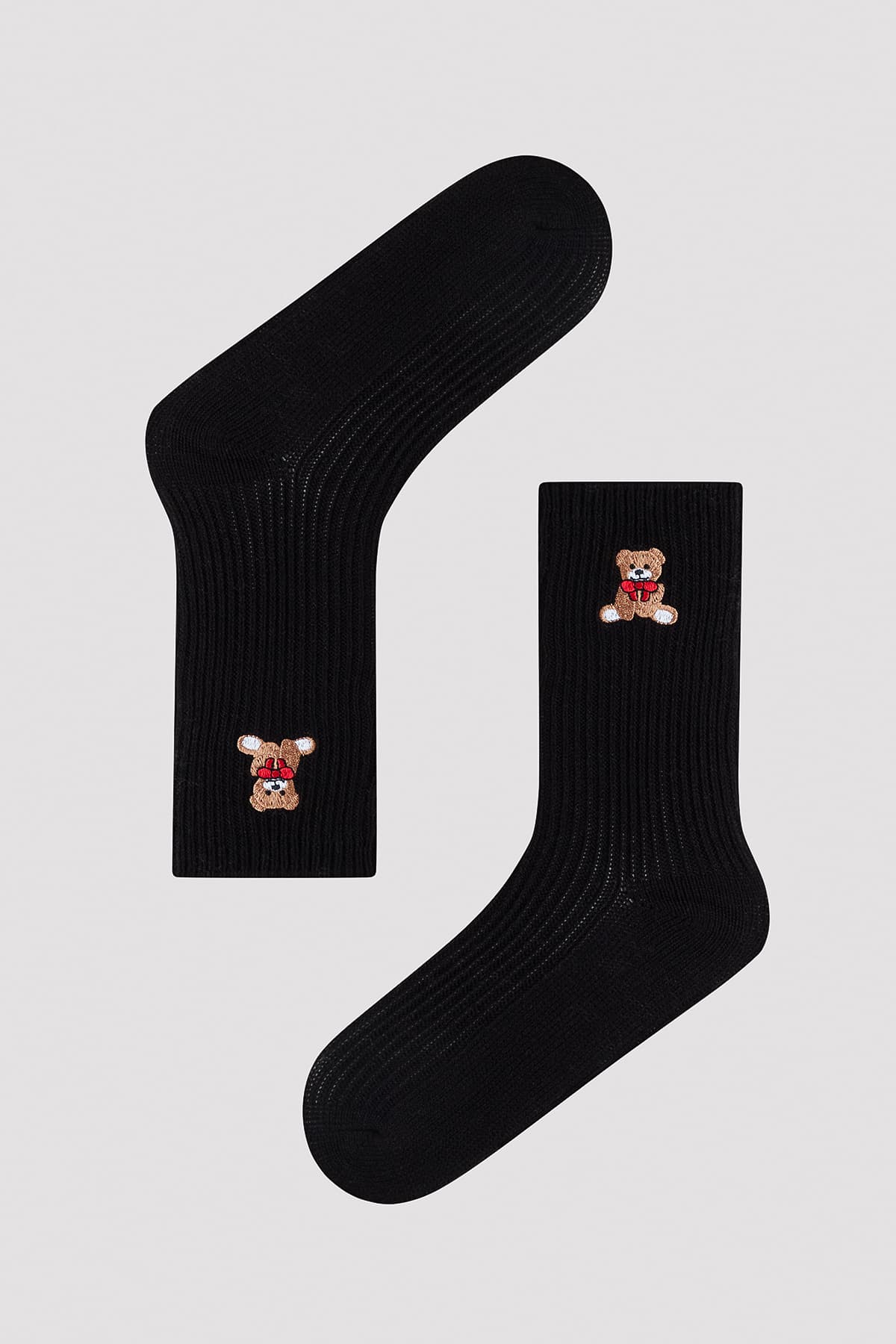 Warm Teddy Bear Siyah Soket Çorap