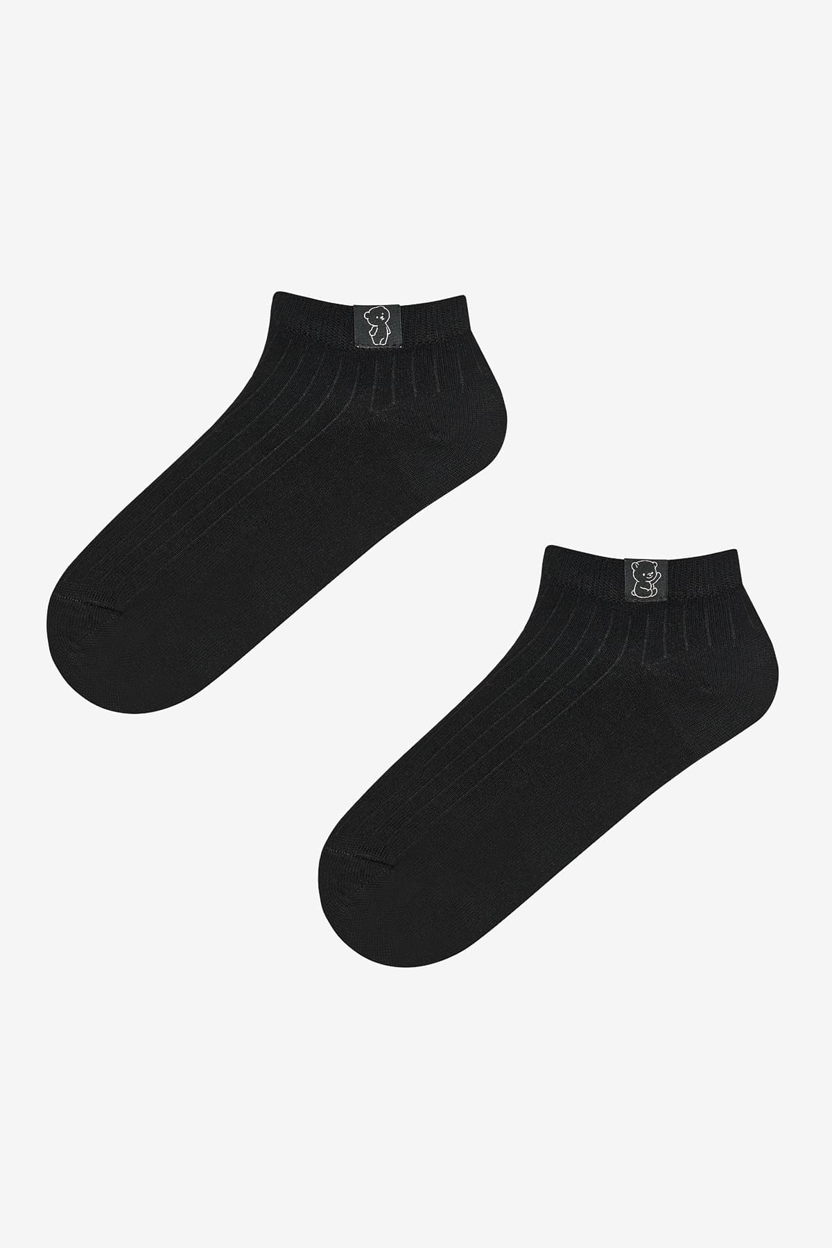 Bear Patch Siyah 2li Patik Çorap