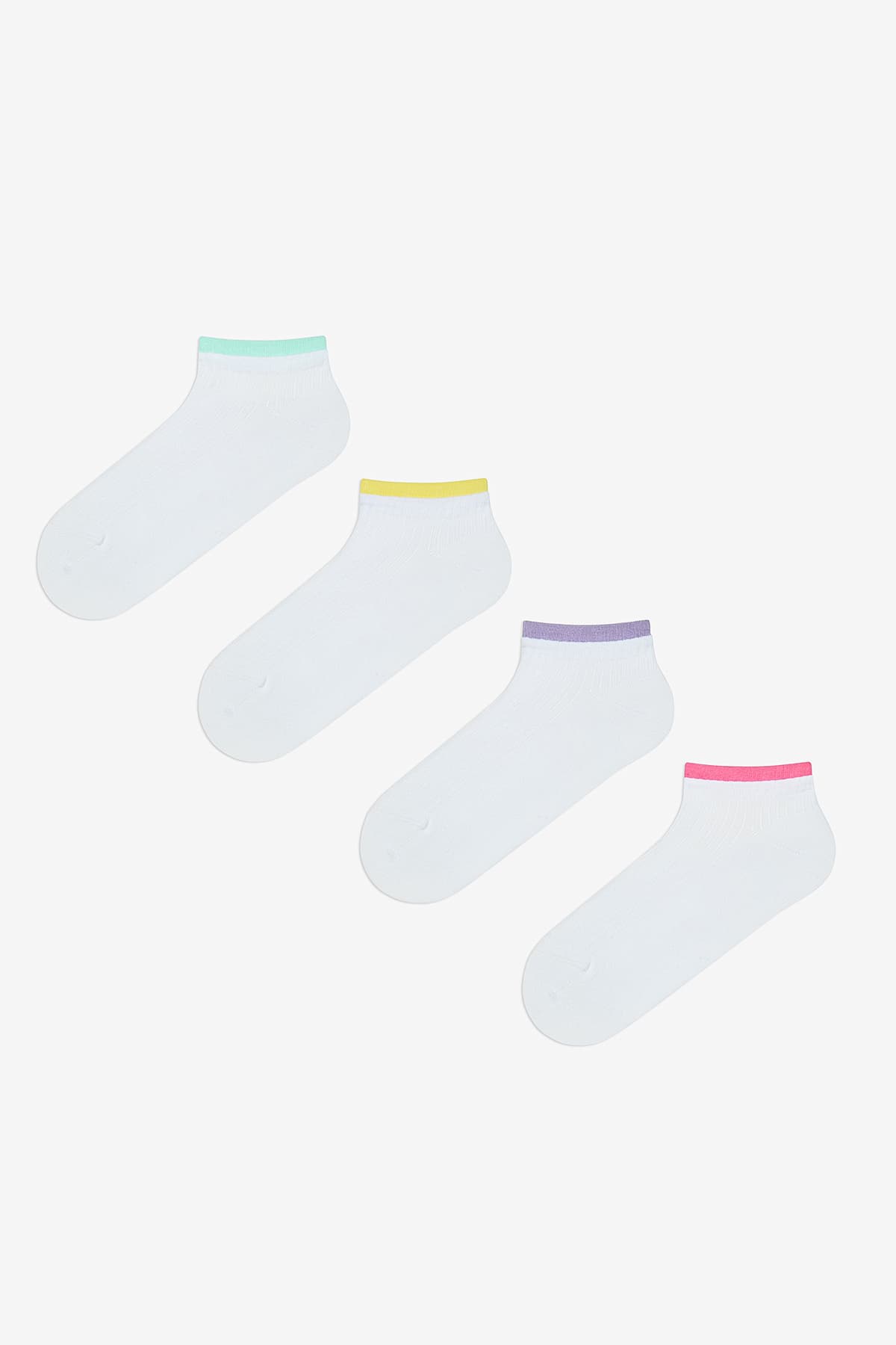 Multicolored Ankle Line Beyaz 4lü Patik Çorap