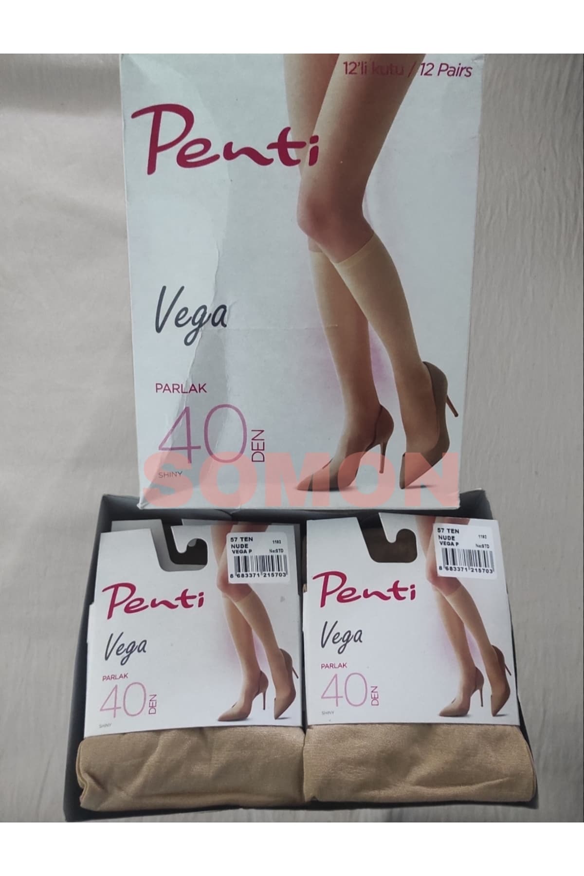 12 ADET Vega Mıkro 40 Den Orta Kalın Parlak Diz Altı ( Pantolon) Çorap